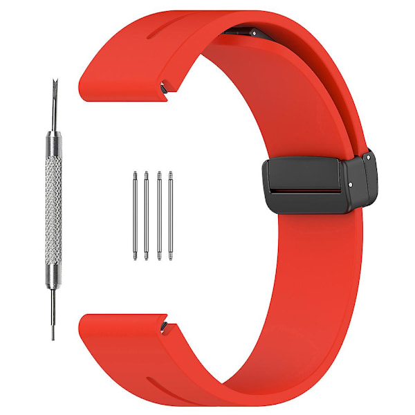 22mm Magnetisk Silikonerem til Huawei Watch Gt 4 46mm/samsung Galaxy Watch3 45mm/garmin Venu 3 Sort Spænde Urrem Red