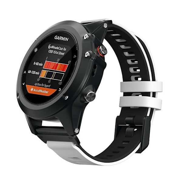 Til Garmin Fenix ​​7x To-farvet Silikone Quick Release Watch Band QFF White Black