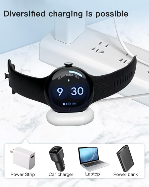 Lader for Google Pixel Watch4 41mm 45mm, USB-grensesnitt (kompatibel) Black USB-C