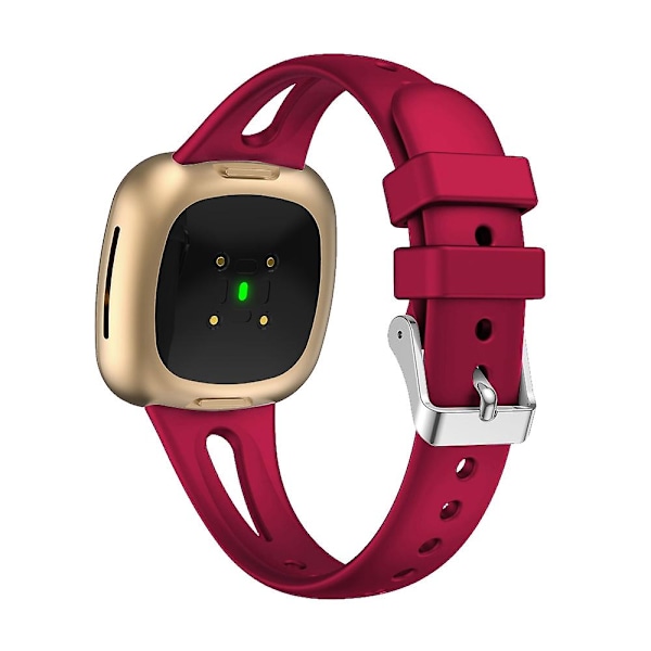 For Fitbit Versa 3 / 4 Silikon Watch Band, Størrelse:S S Rose Red