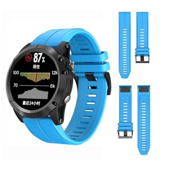 KLB-PWGJ-001 Til Garmin Fenix 7X / 7X Pro Ur Rem 26mm Silikone Urrem Sky Blue