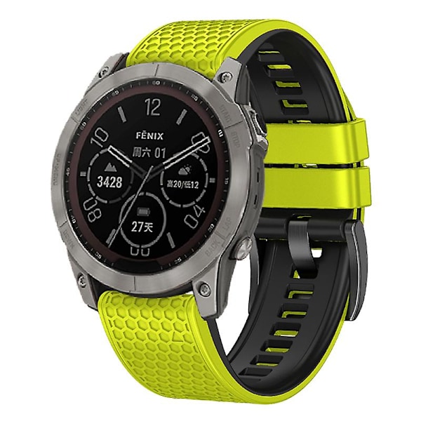 Dot Texture Silikonarmbånd for Garmin Tactix 7 Pro / Fenix 7x / 6x Pro / 5x Plus, 26mm Dual-color klokkestropp Lime Black