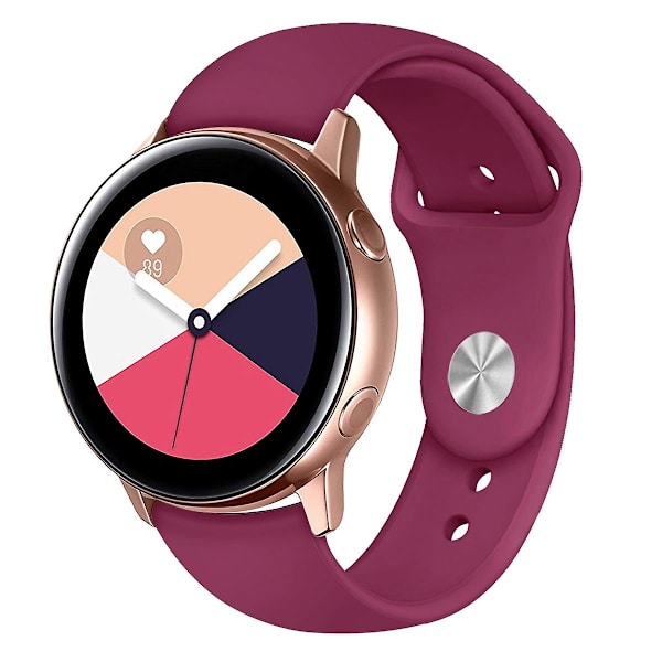 Til Samsung Galaxy Watch Active2 Bluetooth Version 40mm Smart Watch Solid Color Silikonur Wine Red