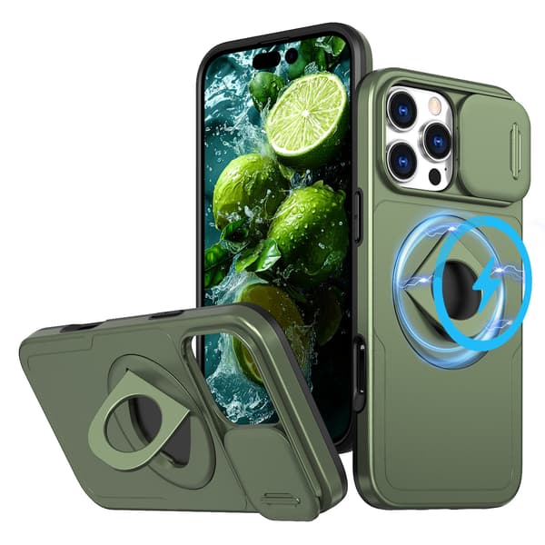 Deksler til iPhone 16 Pro Roterende Ring Skyvevindu Beskyttelsesdeksel Green