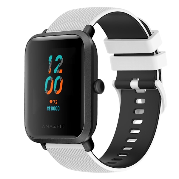 Tvåfärgat silikonarmband för Amazfit BIP U White Black