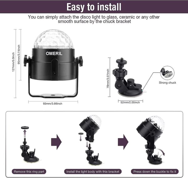 Diskokugle LED Festlampe, USB-drevet Diskolys