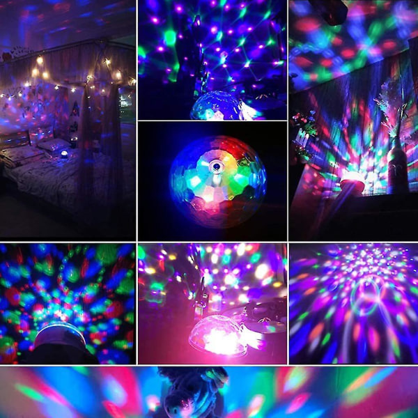 RGB Disco Light DJ Lampe Bursdagsfest Lys Dekorasjoner Ball Projektor