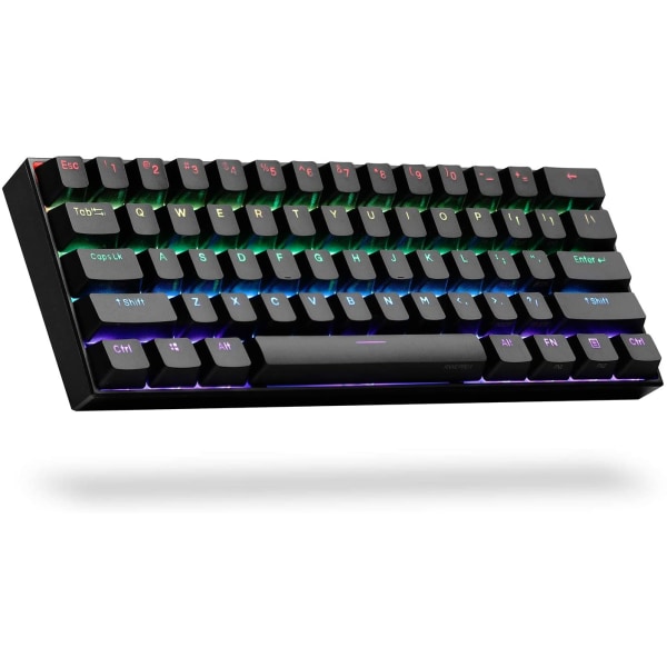 ANNE PRO 2, 60 % kablet/trådløst mekanisk tastatur (Gateron rød switch/sort etui)