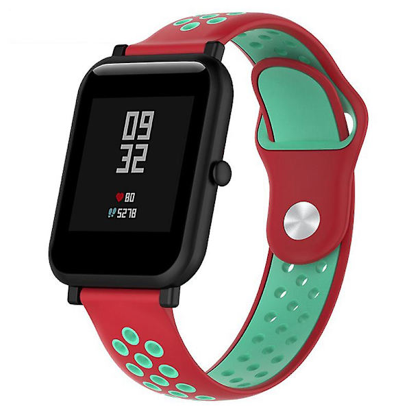 KLB-SSGJ-004 Samsung Gear Sport / Samsung Gear S2 Classic -silikoniranneke 20 mm:n soljella Red  Green