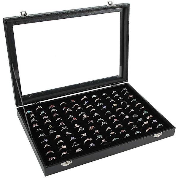 Ring Hållare, Ring Case, 100 Slot Ring Box Förvaring Organizer Smycken Ring Display