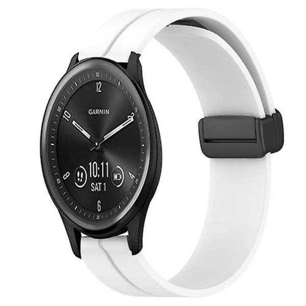 For Garmin Vivomove Sport 20mm Solid Farge Magnetisk Lås Silikon Klokkereim MVM White