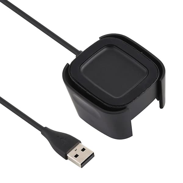 Til Fitbit Versa 2 Oplader Opladningsdock Base Stativholder med 1m Opladningskabel (Sort)