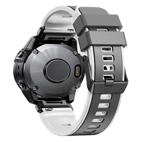 Garmin Tactix 7 Pro/Tactix Delta -vaihtohihna, pikalukitus, kaksiväri, pehmeä silikoni, urheilukellohihna Grey    White