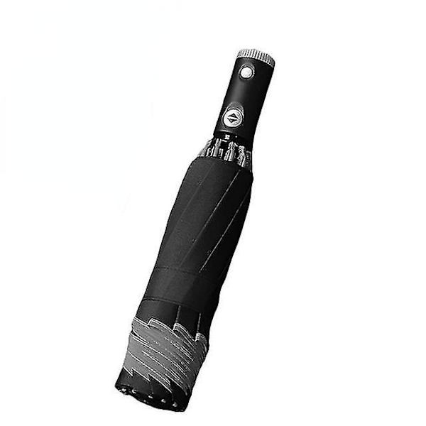 Automatisk Paraply Med Refleks Strip Refleks LED Lys Paraply Black