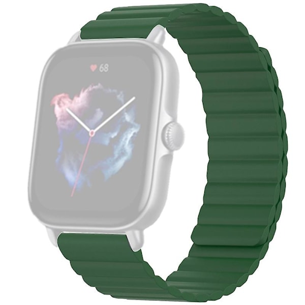 Silikone 20mm Magnetisk Sportsrem Urrem Til Huami Amazfit Gts 4/3/2/1/mini Army Green