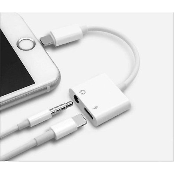 Iphone 3,5 mm:n jakajaan 2in1 sovitin aux-kuulokkeisiin ja laturiin