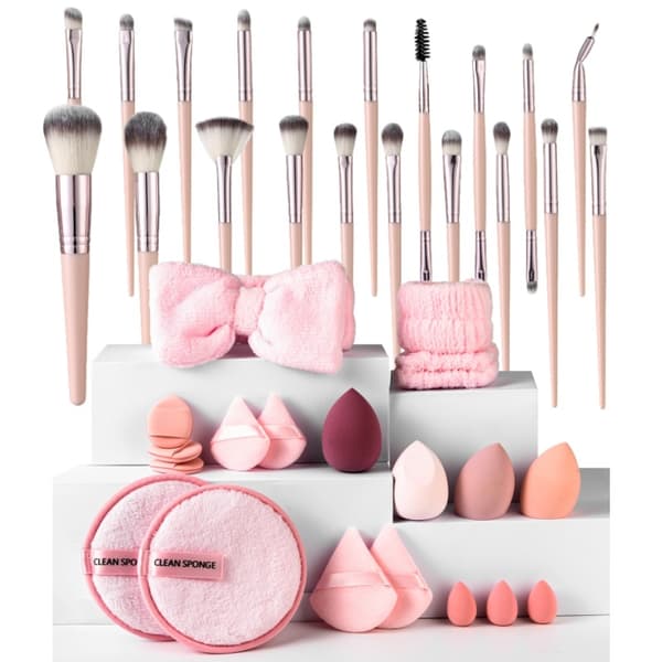 Makeupbørstesæt Pink (39 pakke sæt)