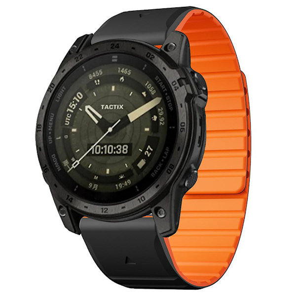 Garmin Fenix 5 / 5X / 6X / 7X -älykellolle 22 mm:n kaksivärinen silikoniranneke Black  Orange