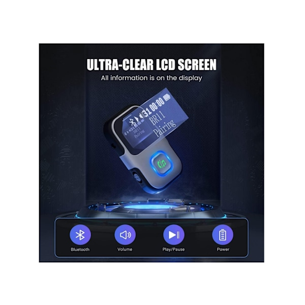 Bluetooth 5.0 Receiver med LCD-display Bluetooth Aux Adapter til bil med støjreducerende mikrofon Trådløst bilsæt Receiver fra