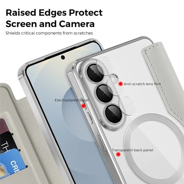 Etui til Samsung Galaxy S26 Plus, Magnetisk Etui RFID Blokerende Kortholder (Grå)