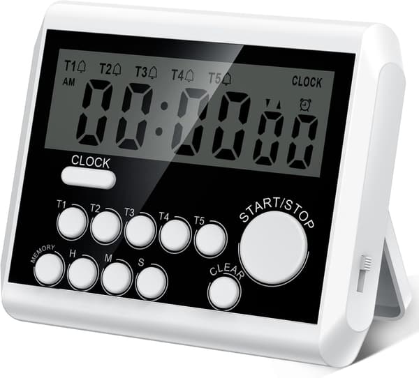 5-i-1 Smart Køkkentimer Med Overdimensioneret Display – 120dB Alarm & Stroboskopblink