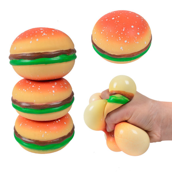 Burger Stress Ball 3D Squishy Hamburger Fidget Toys Silikon Dekompresjon Silikon Squeeze Fidget Ball Fidget Sensory Toy