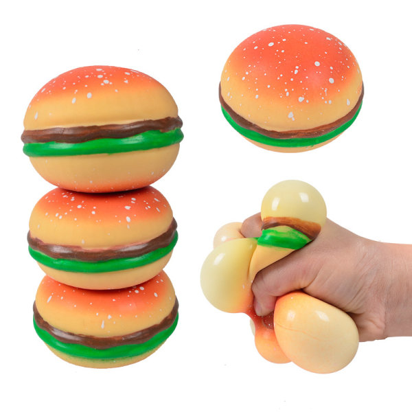 Burger Stressboll 3D Squishy Hamburger Fidget Toys Silikon Dekompression Silikon Squeeze Fidget Ball Fidget Sensorisk leksak