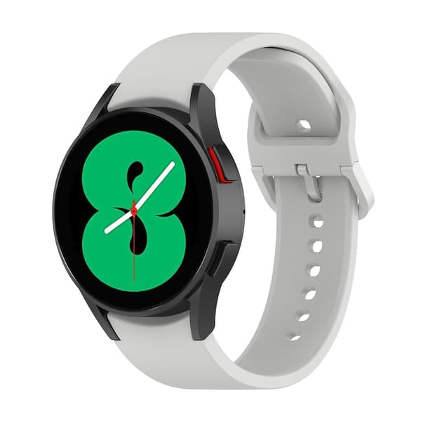 Silikone urrem til Samsung Galaxy Watch4 40mm / 44mm fladt spænde Silver Grey