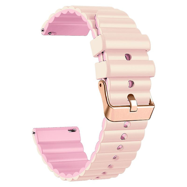 Horisontellt randigt klockarmband för Samsung Galaxy Watch6 / Watch6 Classic / Watch 5 Pro / Watch4, tvåfärgat 20 mm silikon Light Khaki Bright Pink