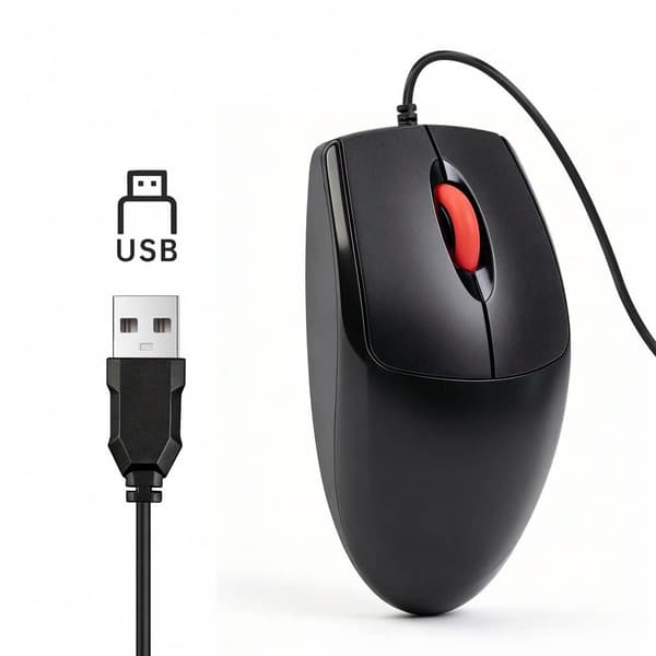 Kablet mus, 1200DPI Plug and play, USB-stik (sort)