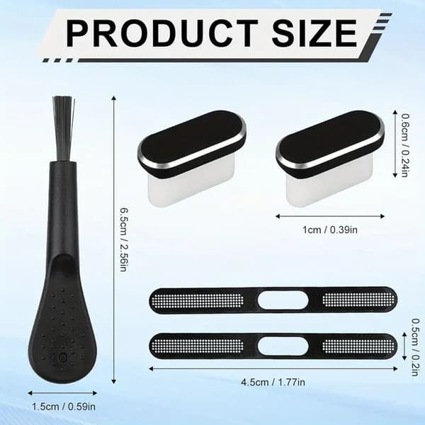 5PACK USB C -pölysuoja iPhone 15/16 -sarjalle (musta) Black