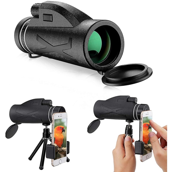 Starscope Monocular Telescope, 12x50hd Telescope, Med Mobiltelefonholder og Stativ Vanntett