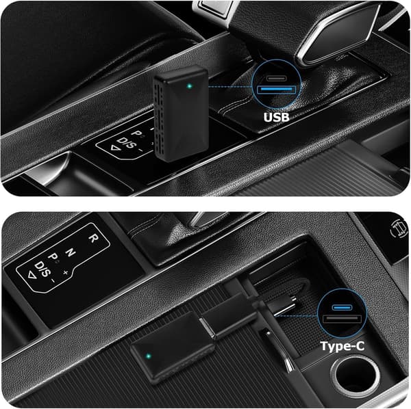Trådlös adapter för Carplay och Android Auto, Plug and Play, USB C/USB A, kompatibel med iOS 10/Android 11