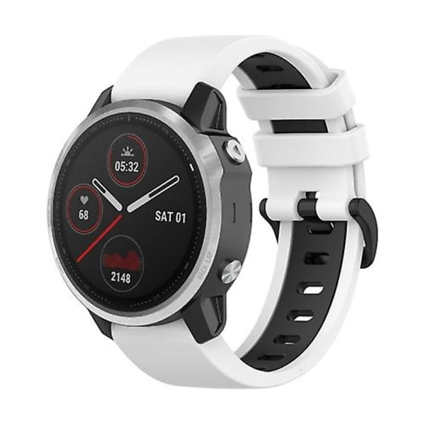 For Garmin Fenix ​​6s 22mm Silikon Sports Tofarget klokkebånd EYS White-Black