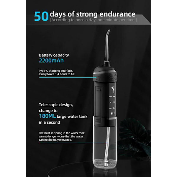 Suuvesisuihku - 4 suutinta, 6 moottoroitua huuhtelutilaa, 180 ml (valkoinen)
