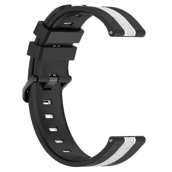 Til Huawei Watch GT 3 42mm/Watch GT Silikone Urrem Bredde 20mm Dobbelt Blød Rem Black White A Samsung Galaxy Watch 5
