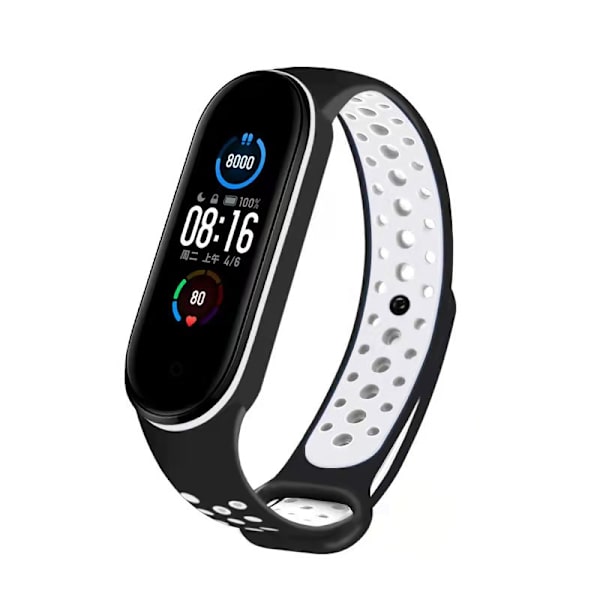 To-fargets silikonreim for Xiaomi Mi Band 3/4 Black And White