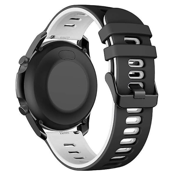 20mm Dual Color Silikonerem til Samsung Galaxy Watch6 Classic 47mm 43mm / Garminactive 5 Black White