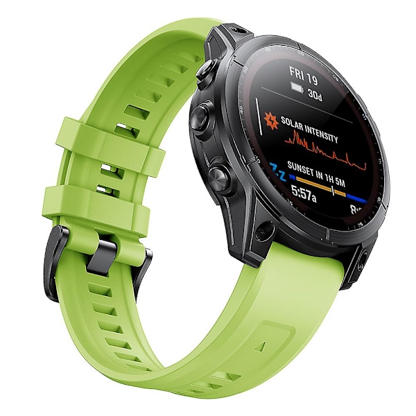 KLB-LWGJ-001 Til Garmin Fenix 7 / 7 Pro Rem Tilbehør QuickFit 22mm Silikone Urrem Green