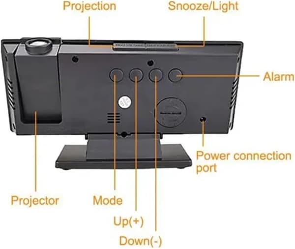 Digital väckarklocka med stor LED-skärm, USB-driven projektionsklocka (vit och grön)