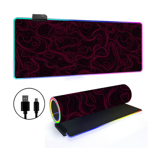 Musematte - Rgb Stor Topografisk Kontur Skrivebordsmatte (Stil 9, 400*800*3Mm)
