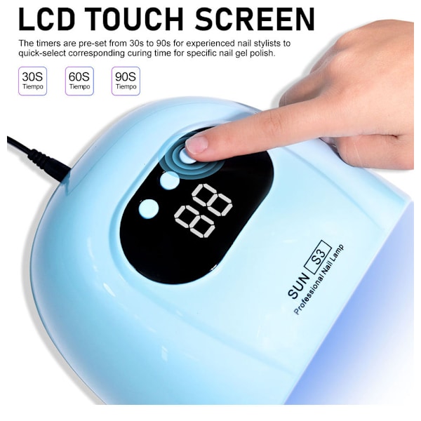 Sun S3 88W 2-i-1 UV LED Lampe for Tørking av Semi-Permanent Neglelakk og UV Gel Hvit