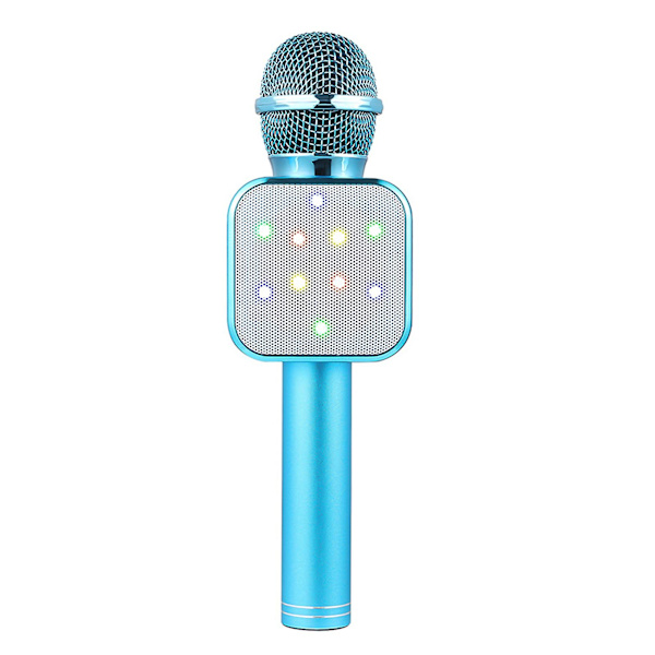 Bluetooth trådløs mikrofon LED-lys Håndholdt Karaoke ABS lydmikrofon for KTV Blue