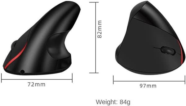 Ergonomisk vertikal mus, 5 knapper optisk mus 2,4 GHz med USB-mottaker (grå)