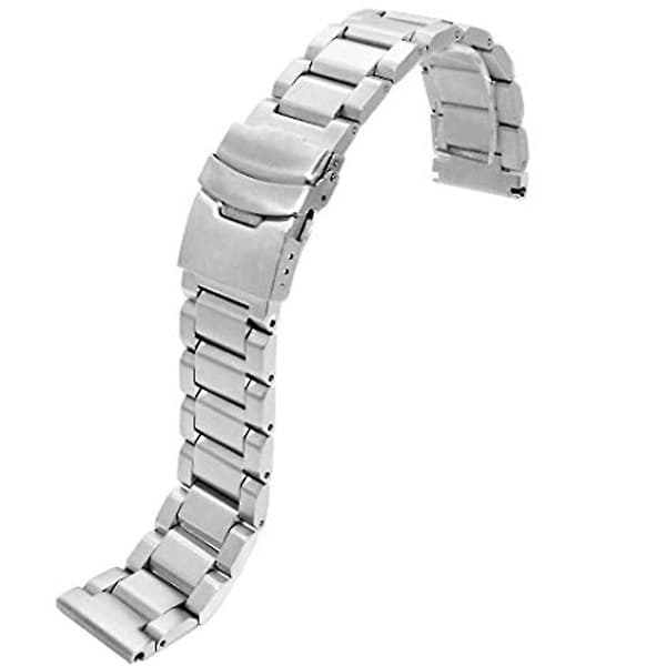18/20/22/24 mm udskiftningsrem i rustfrit stål med dobbeltspænde 24mm Silver