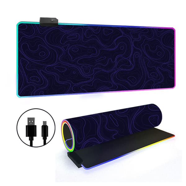 Musematte - Rgb Stor Topografisk Kontur Skrivebordsmatte (Stil 10, 400*800*3Mm)