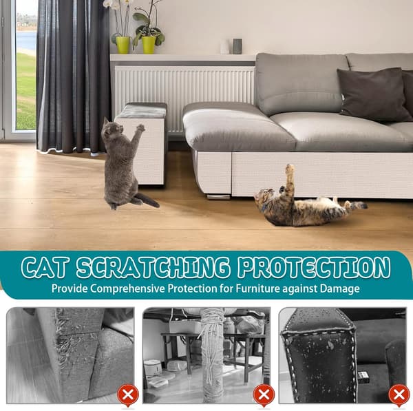 Katteskrapematte - Selvklebende DIY Sofa Katteklorebeskyttelse (Beige, 30×200Cm)