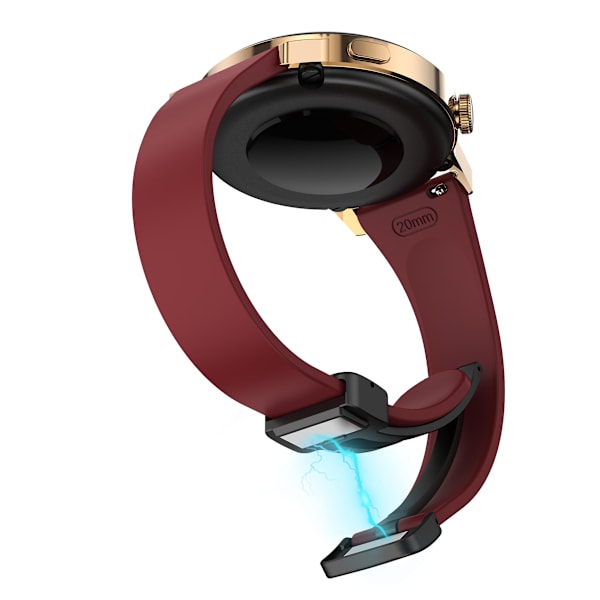 Silikonebånd til Samsung Galaxy Watch6 / Watch6 Classic / Watch 5 Pro / Watch4 Classic, Magnetisk foldelukkespænde 20mm rem Wine Red