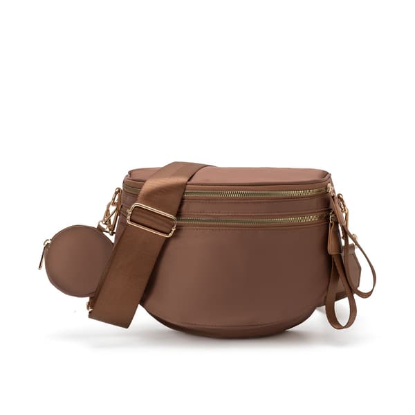 Crossbody Bæltetaske, Justerbare Brede Stropper (Karamel)