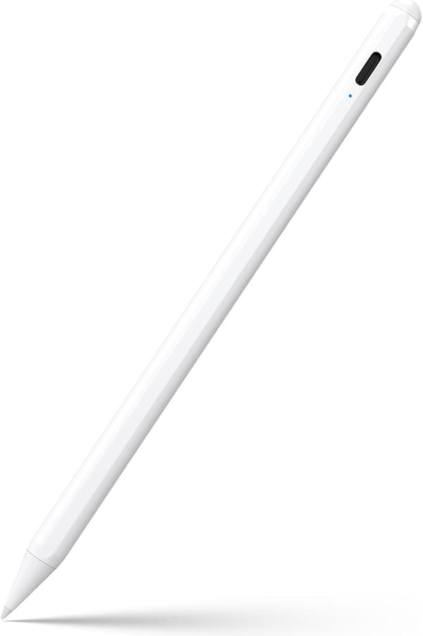 Styluspenn - For Apple iPad (2018-2025), Håndflateavvisning, Tiltfølsom (Hvit)